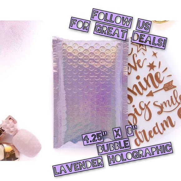25 Bubble Lavender Holographic 4.25x8 Poly Mailers - Picture 1 of 1